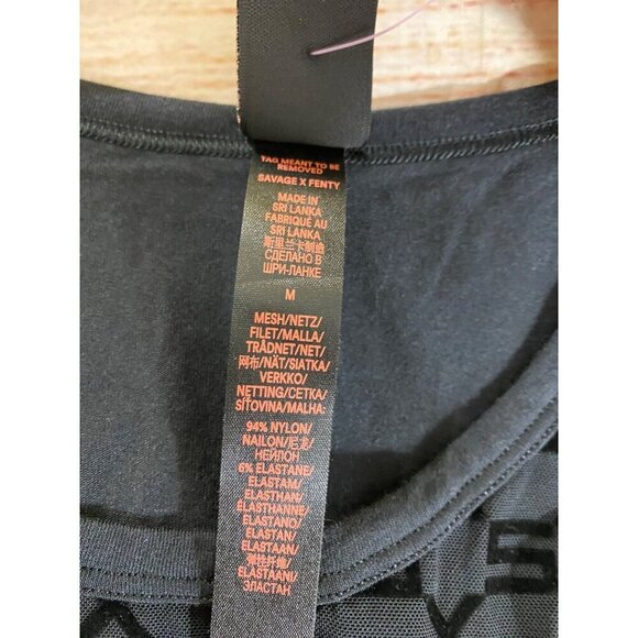 NWT Savage X Fenty Women's Black Mesh Printed Sleeveless Tank - Medium - Picture 11 of 13
